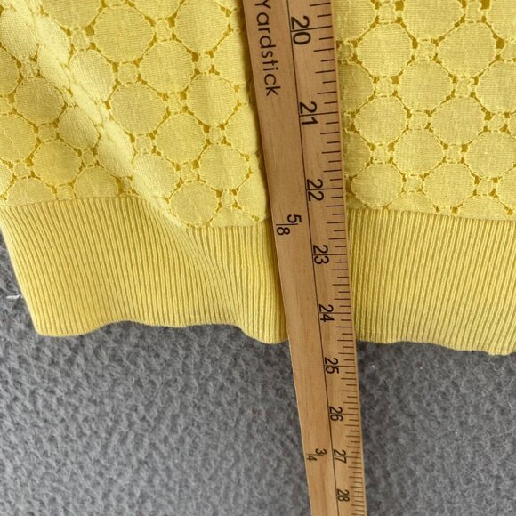 Talbots Sweater Women L Petite Yellow Button Up Cardigan 3/4 Sleeve Stretch Knit - Picture 8 of 9